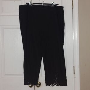 Attyre Black Rayon Nylon Spandex Caroline Crop Pants  Cut Out Lace Sz 22W EUC